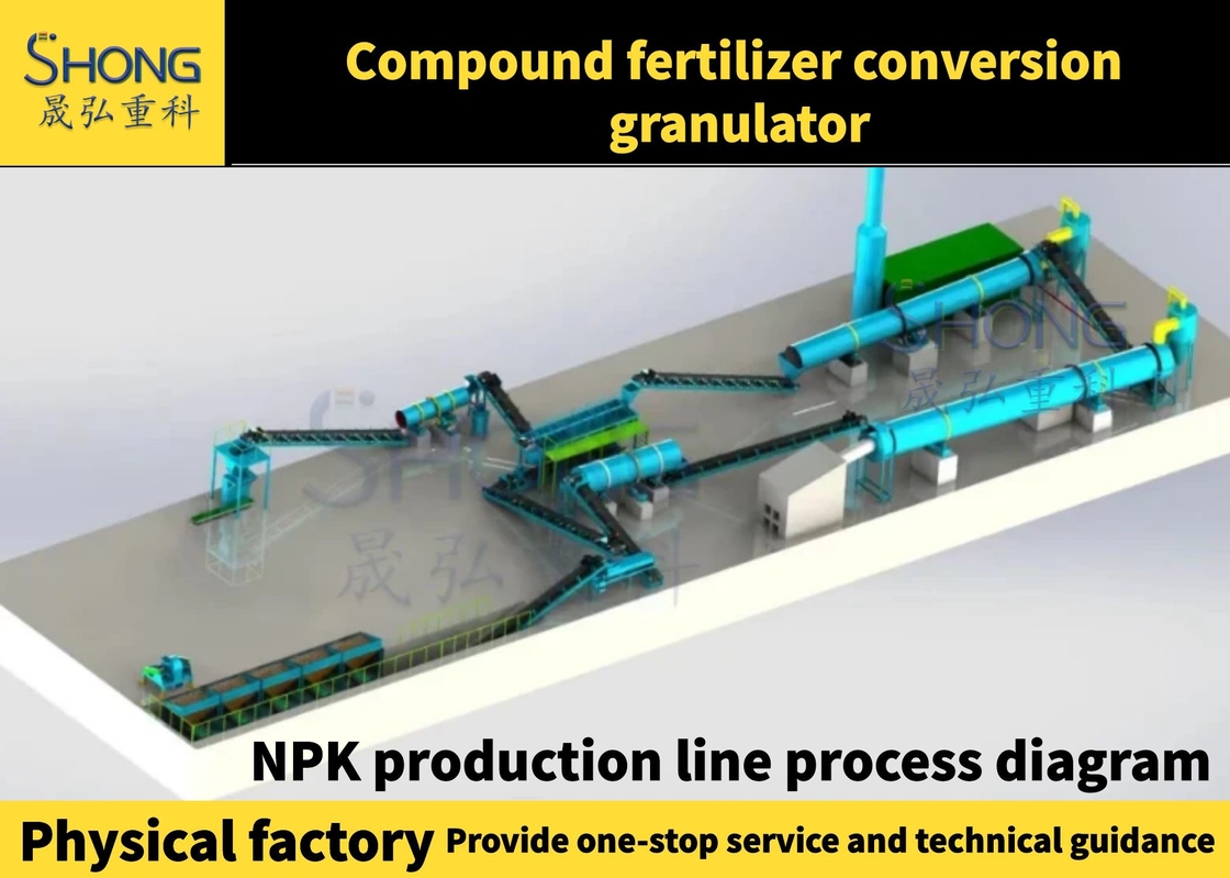100,000 톤 / 년 회전 드럼 Granulator NPK 생산 라인 공 모양 비료 granulator